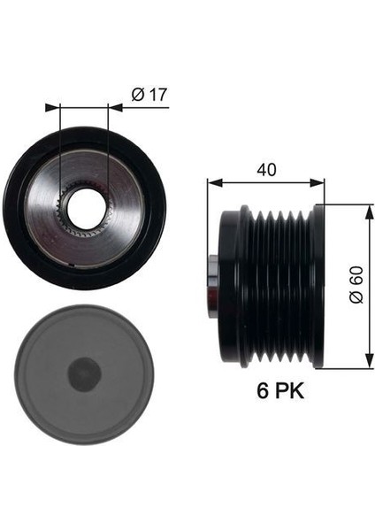 OAP7153 - Alternatör Kasnağı Fıat Egea 16 500L 12 500×14 Bravo Iı 07 14 Alfa Romeo Gıulıetta 10 16 Jeep Renegade 14 Suzuki Vitara 13 1.6d Mtj 6 Kanal