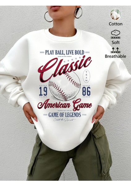 Premium Oversize Kesim Uzun Kollu Baskılı Sweatshirt