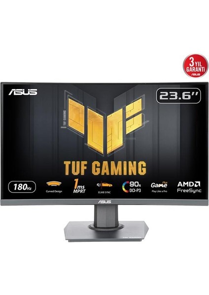 23.6" VA KAVİSLİ TUF GAMING VG24VQER 1MS 180Hz HDMI-DP Gaming Monitör (1920 X 1080)