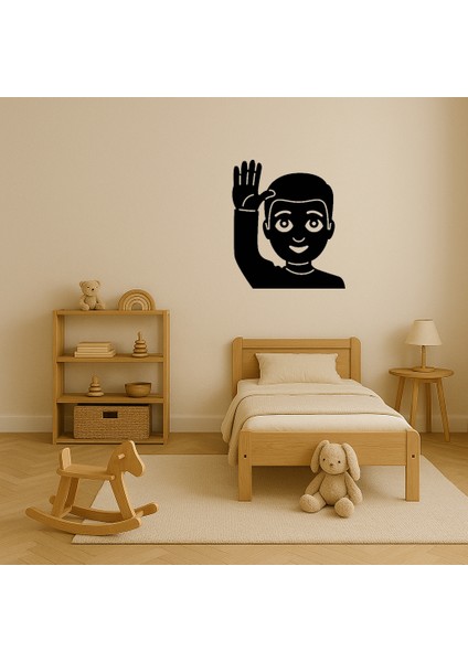 Mdf El Kaldıran Erkek Çocuk Emoji Dekoratif Tablo - BRF18939-7051 modelleri