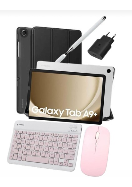 Galaxy Tab A9 Plus 6gb 128GB Gümüş Tablet Kalem Kılıf Başlık Cam Klavye Mouse Türkiye Garatili