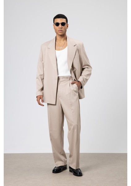 Oversize Kuşaklı Takım Elbise Taş