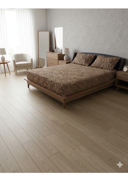 Çift Kişilik Battal Lastikli Çarşaf 2 Adet Yastık Kılıfı Seti- Yeni LEOPAR(180 x 200 cm 30 cm ) modelleri