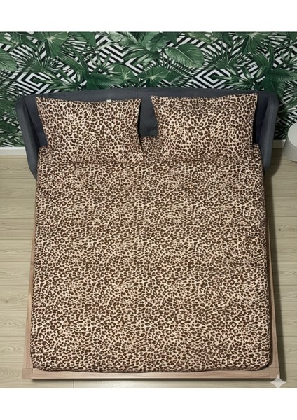 Çift Kişilik Battal Lastikli Çarşaf 2 Adet Yastık Kılıfı Seti- Yeni LEOPAR(180 x 200 cm 30 cm ) fiyatları