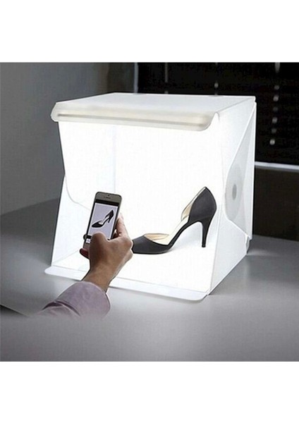 20 x 20 cm Profesyonel Stüdyo LED Işıklı Çift Sıra Ürün Fotoğraf Çekim Çadırı - Lisinya fiyatları