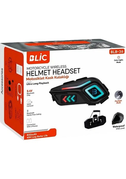 Motor Kask Kulaklık Rgb Modlu Motosiklet Kulaklık Su Geçirmez 5.4 Bluetooth Intercom BLB_36 - Lisinya modelleri