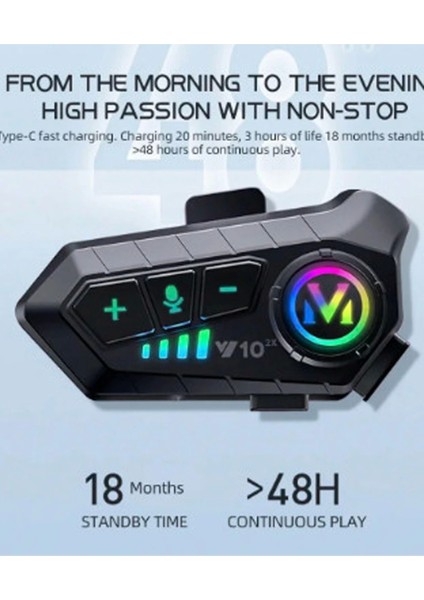 Y10 2x Motosiklet Kask Intercom Çift Eşleşme Rgb Işıklı Bluetooth Kulaklık 5,3 - Lisinya modelleri