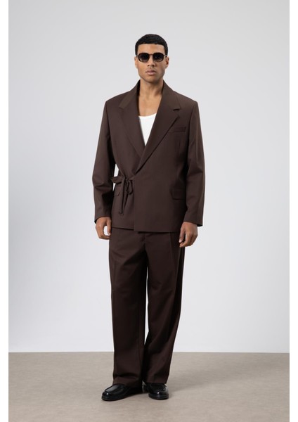 Oversize Kuşaklı Takım Elbise Kahve fiyatları