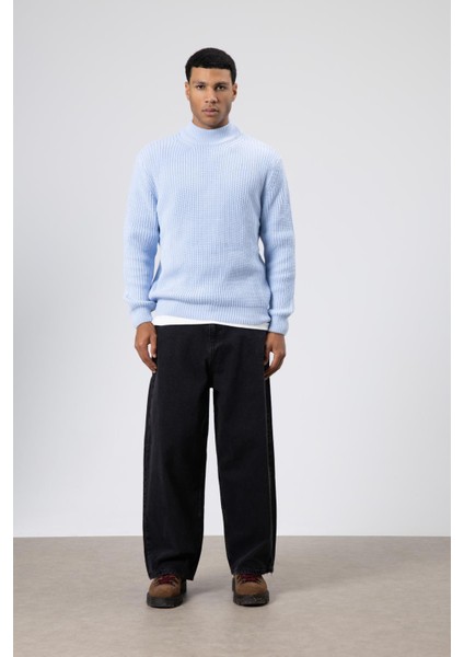 Oversize Triko Boğazlı Kazak Bebe Mavi fiyatları