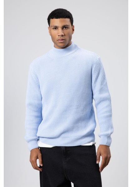 Oversize Triko Boğazlı Kazak Bebe Mavi modelleri