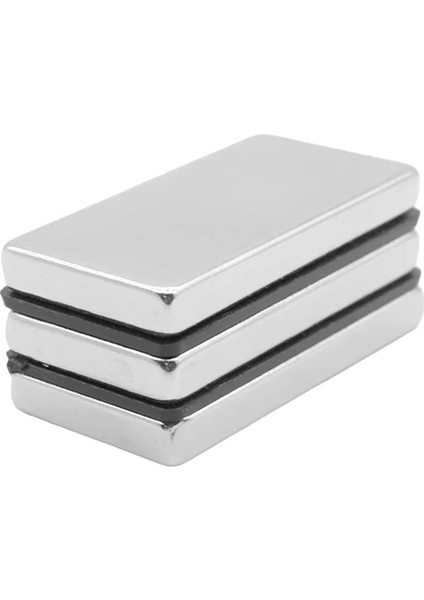 2 Adet 40X20X5MM Neodyum Magnet Güçlü N35 Mıknatıs Köşeli Nikel Kaplama ( Lisinya )