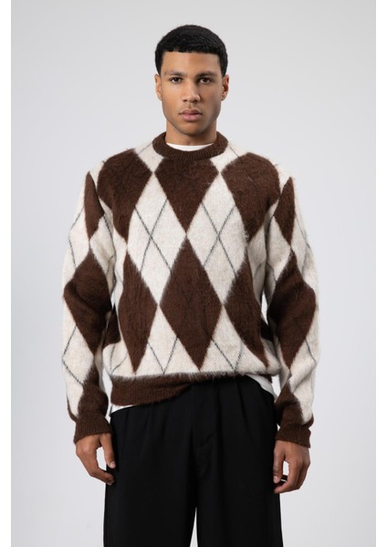 Baklava Desenli Oversize Kazak Kahve fiyatları