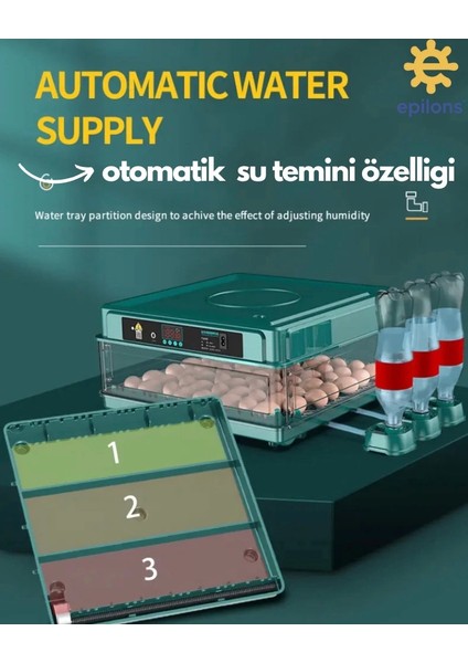 Kuluçka Makinesi Kablosuz Kamera Hediyeli 130 Lu Tam Otomatik Yedek Motorlu ( Lisinya ) fiyatları