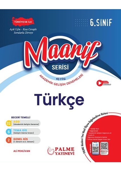 6.sınıf Maarif Serisi Türkçe Haftalık Deneme (40 Föy)