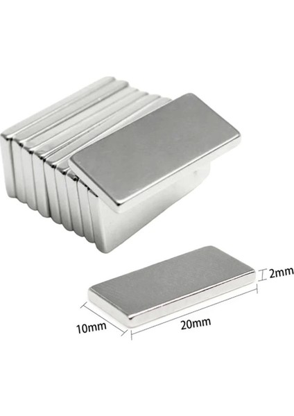 100 Adet 20X10X2 mm Neodyum Mıknatıs Köşeli Magnet N35 Nikel Kaplama Güçlü Kaliteli Dayanıklı ( Lisinya )