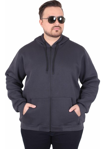 Mocgrande Büyük Beden Unisex Kapüşonlu 3ip Sweat 11701 Fume