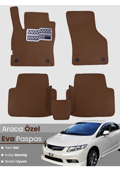 Honda Civic Fb7 Sedan (2012-2015) Uyumlu Eva Paspas Tam Set–araca Özel Tasarım,su Geçirmez