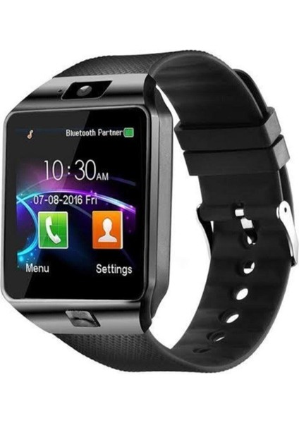 Siyah Bluetooth ve Sım Kartlı Akıllı Saat, Çok Fonksiyonlu ve Şık Tasarım