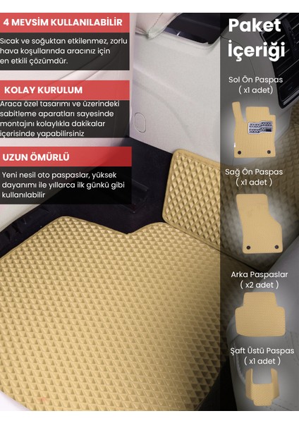 Fiat Doblo (2010-2022) Uyumlu Eva Paspas Tam Set–araca Özel,su Geçirmez,kolay Montaj