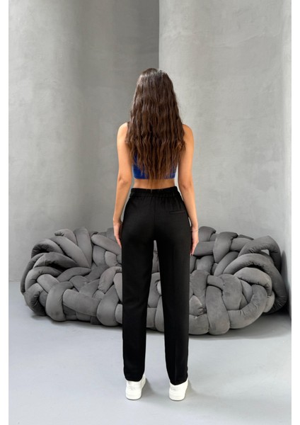 Kadın Yüksek Bel Havuç Model Beli Lastikli Dar Paça Pantolon
