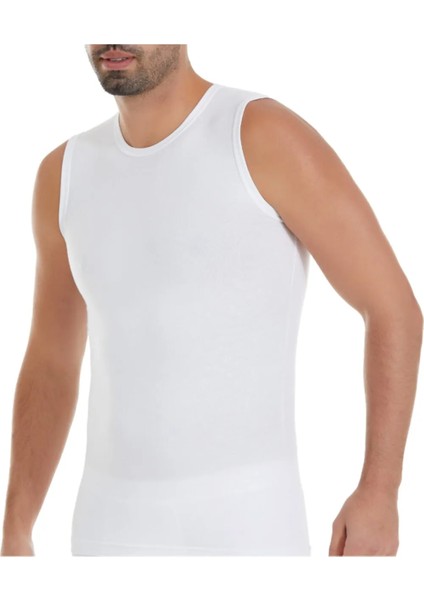 Erkek 5'li Beyaz Modal Bisiklet Yaka Sıfır Kol Atlet
