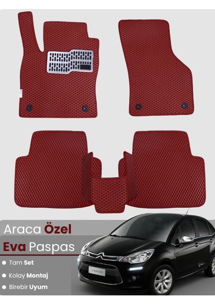 Citroen C3 (2002-2009) Uyumlu Eva Paspas Tam Set–araca Özel,su Geçirmez,hızlı ve Kolay Montaj