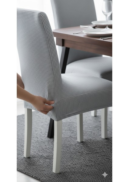 Likralı 6'lı Sandalye Kılıfı Pamuklu Yıkanabilir Kahverengi fiyatları