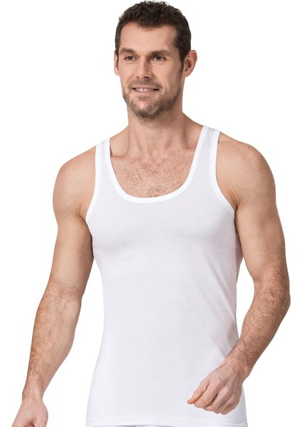 Erkek 6'lı Beyaz Modal Summer Yazlık Ince Atlet