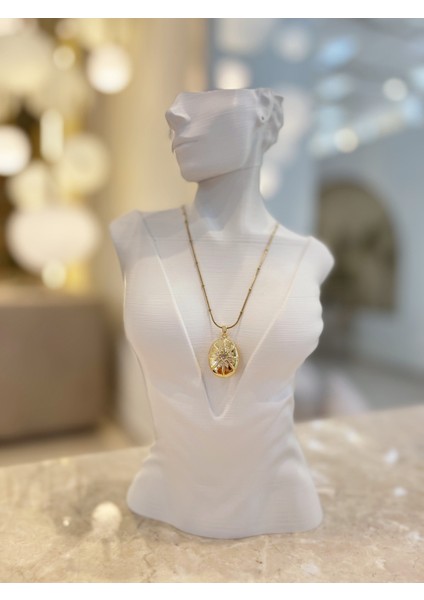 Kutup Yıldız Desenli Zirkon Taşlı Alya Çelik Kararmaz Tasarım Özel Zincirli Kolye 1 Adet fırsatları