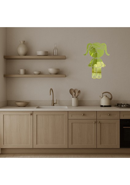 Üzeri Duygusal Kız Portresi Dekoratif Altın Aynalı Tablo - BRF18256-7389 modelleri