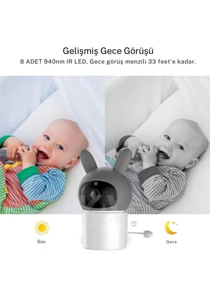 Bebek Kamerası Kumandalı Monitörlü Karşılıklı Konuşma Özellikli , Hatırlatıcılı Ip Bebek Kamerası - Lisinya fiyatları