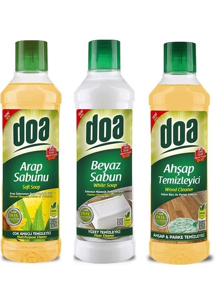 Yüzey Temizleyici 1 Lt Ahşap - Arap Sabunu - Beyaz Sabun 3 Lü Set