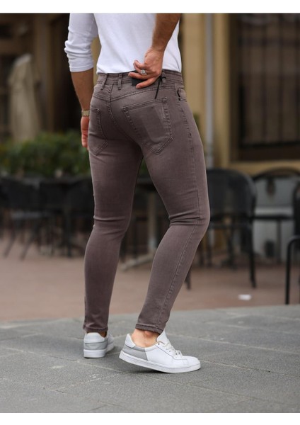 Erkek Jeans Slim Likralı Denim Bordo Kot Pantolon modelleri