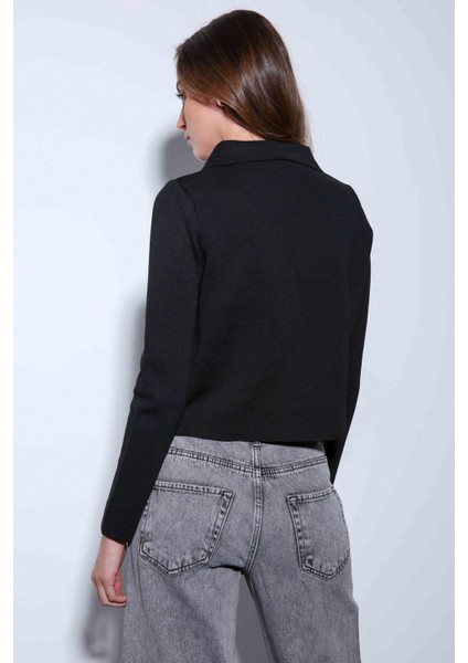 Siyah Kruvaze Kapama Kadın Triko Hırka indirimleri