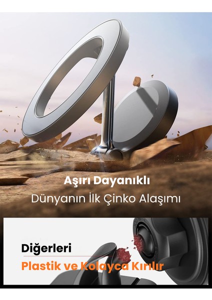 Manyetik Katlanabilir Araç Telefon Tutucu – 360° Ayarlanabilir, Çinko Alaşımlı, Ultra Dayanıklı, Kompakt Tasarım