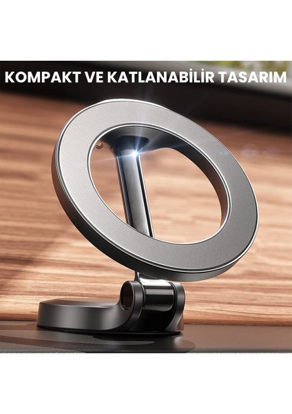 Manyetik Katlanabilir Araç Telefon Tutucu – 360° Ayarlanabilir, Çinko Alaşımlı, Ultra Dayanıklı, Kompakt Tasarım
