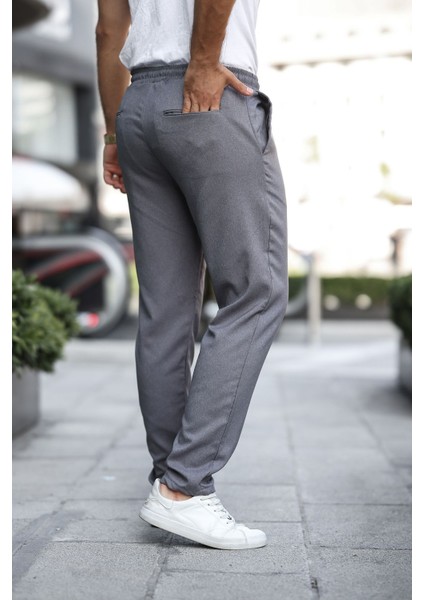 Erkek Bel Lastikli Düz Paça Jogger Füme Pantolon modelleri