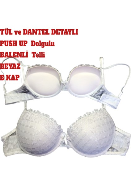 Sütyen Push Up Dolgulu Balenli Telli Çıkartılabilir Askılı B Kap