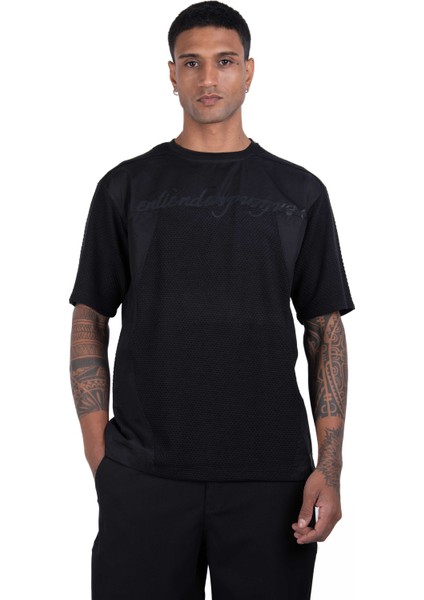 Erkek Kısa Kollu Siyah Renkli Baskılı Modelli, Regular Fit Pamuklu T-Shirt