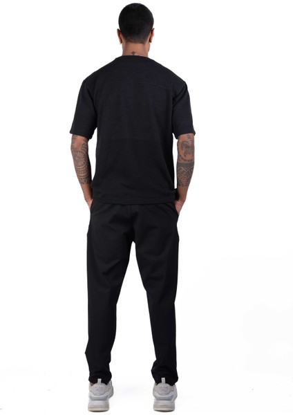 Erkek Kısa Kollu Siyah Renkli Baskılı Modelli, Regular Fit Pamuklu T-Shirt