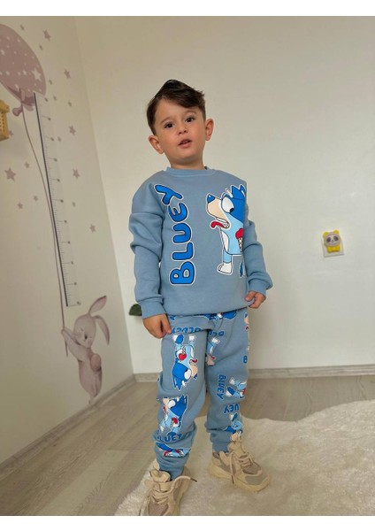 Bluey Figürlü Şardonlu 3 Iplik Sweatshirt-Eşofman Altı Kışlık Erkek Çocuk Takım modelleri