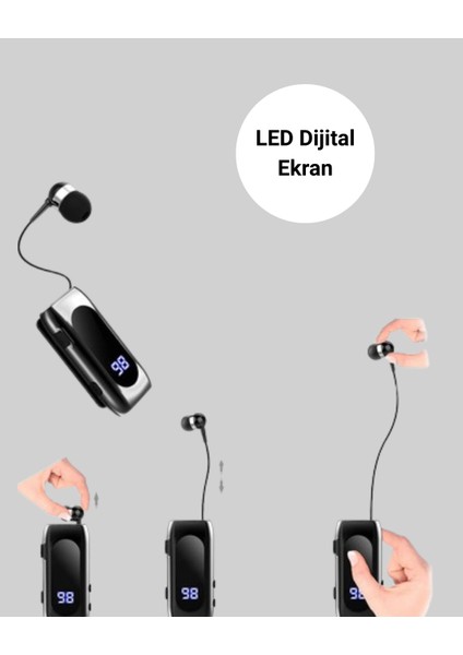 Sepetim Bluetooth 5.2 Klipsli Kablosuz Kulaklık – Dijital Ekran & Titreşimli Uyarı indirimleri