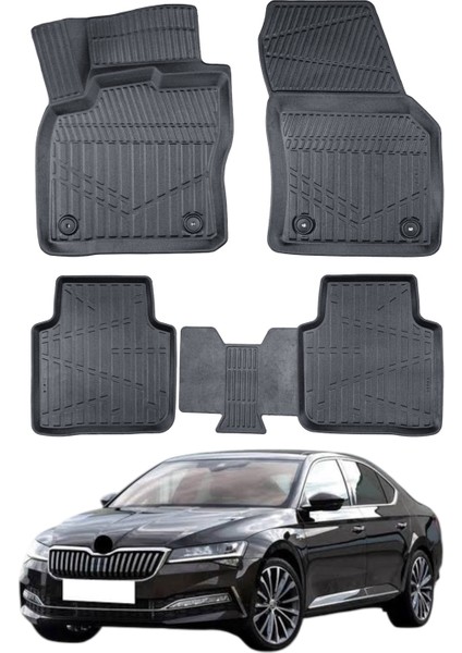 Skoda Super B 2015-2024 Uyumlu Araca Özel Lüx 4d Paspas