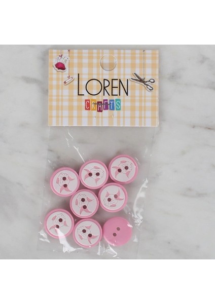 Loren Crafts Pembe 8 Li Balık Düğme - 571