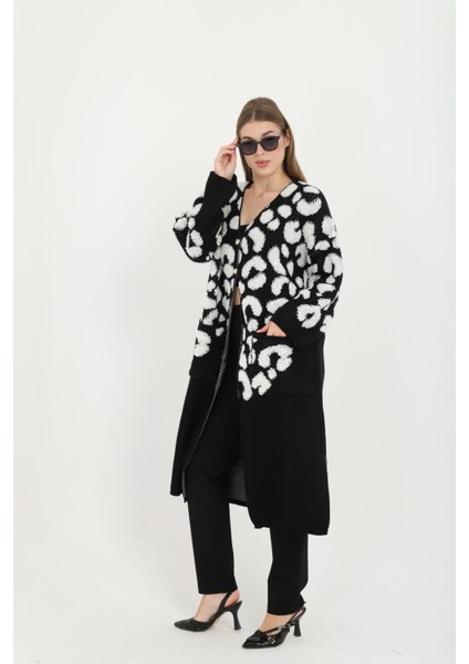 Kadın Teddy Pelüş Gold Düğmeli Havlu Desenli Yırtmaçlı (V) Cepli Yaka Uzun Hırka fırsatları