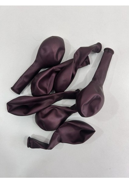 Aynalı Parlak Krom Bordo (Burgundy) Renk Balon 12 Inç 30CM Balon 8 Adet modelleri