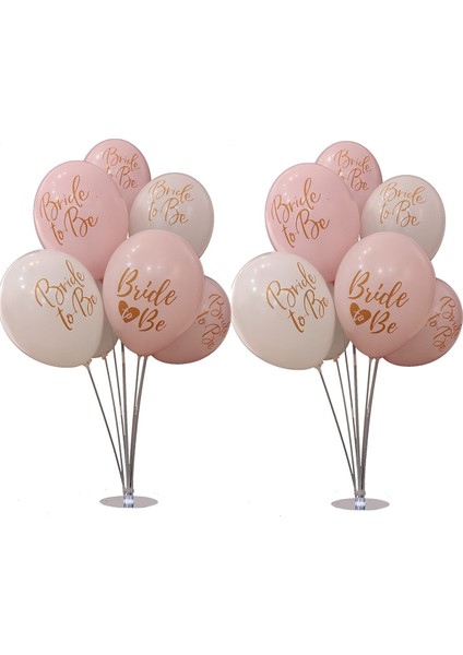 14 Bride To Be Balon + 2 Balon Standı Bekarlığa Veda Masa Üstü Dekor Süs Standı