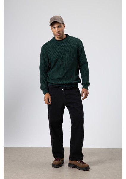 Bisiklet Yaka Oversize Triko Kazak Nefti fiyatları