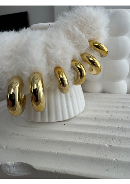 Kalın Halka Gold 6'lı Set Küpe