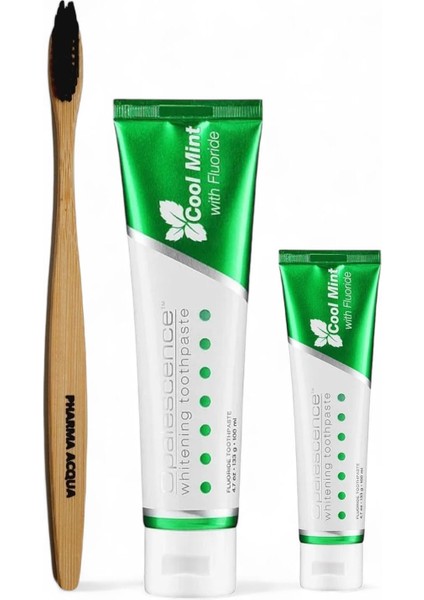 Cool Mint Beyazlatıcı Diş Macunu 133 gr + Diş Macunu 28 gr + Pharma Acqua Bambu Yumuşak Diş Fırçası